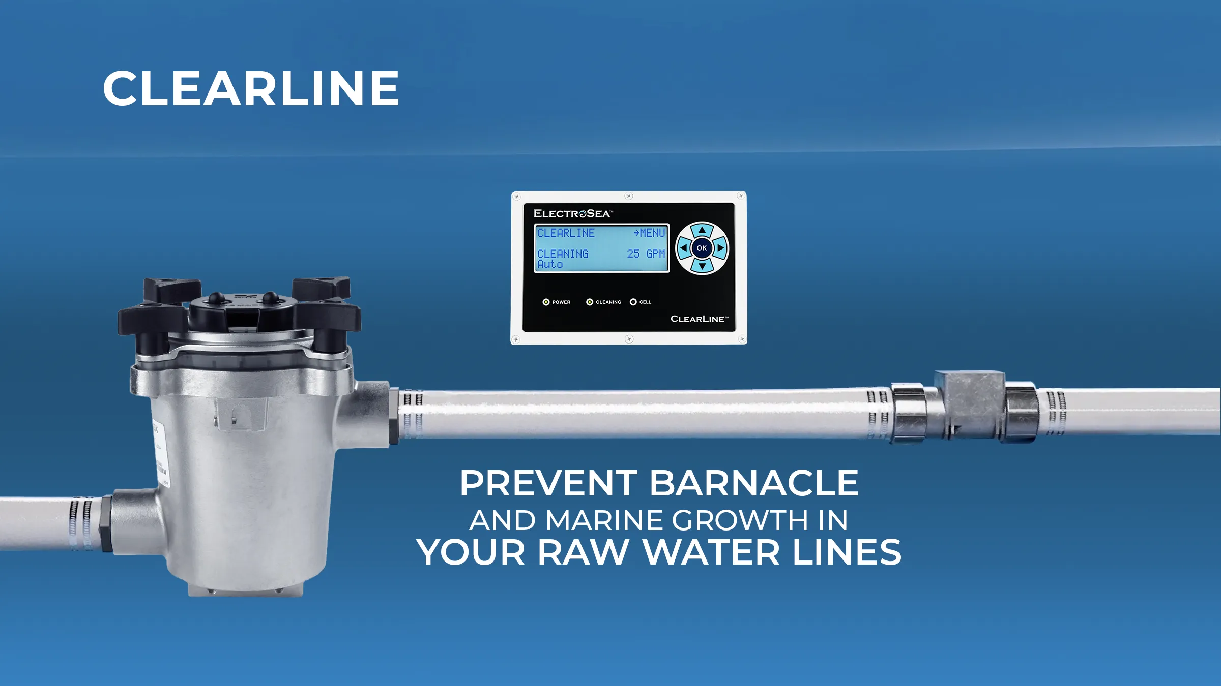 ClearLine - prevent barnacle and marine growth in your raw water lines