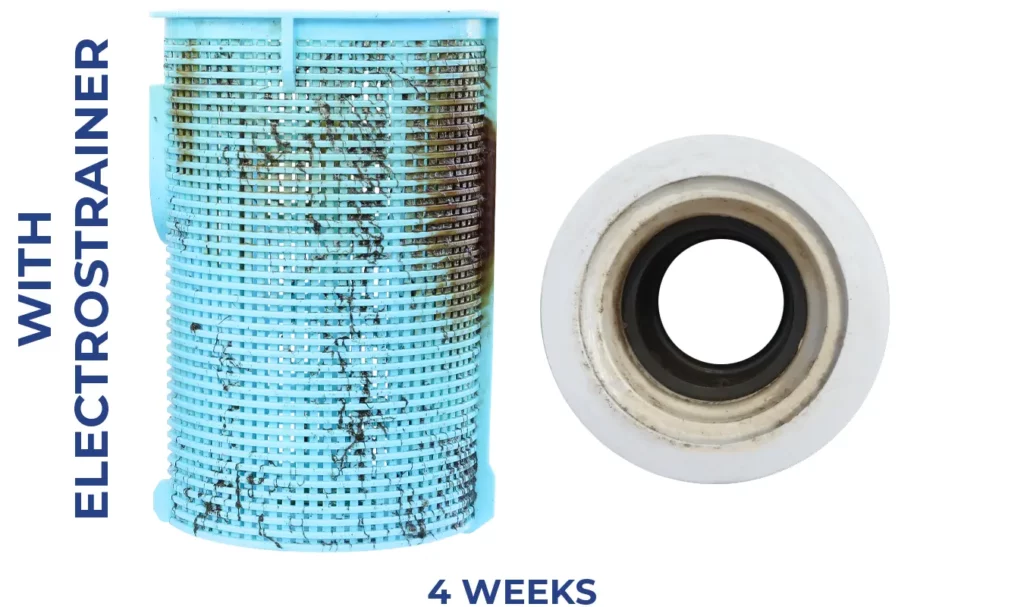 clean sea strainer basket and seawater pipes treated with ElectroStrainer
