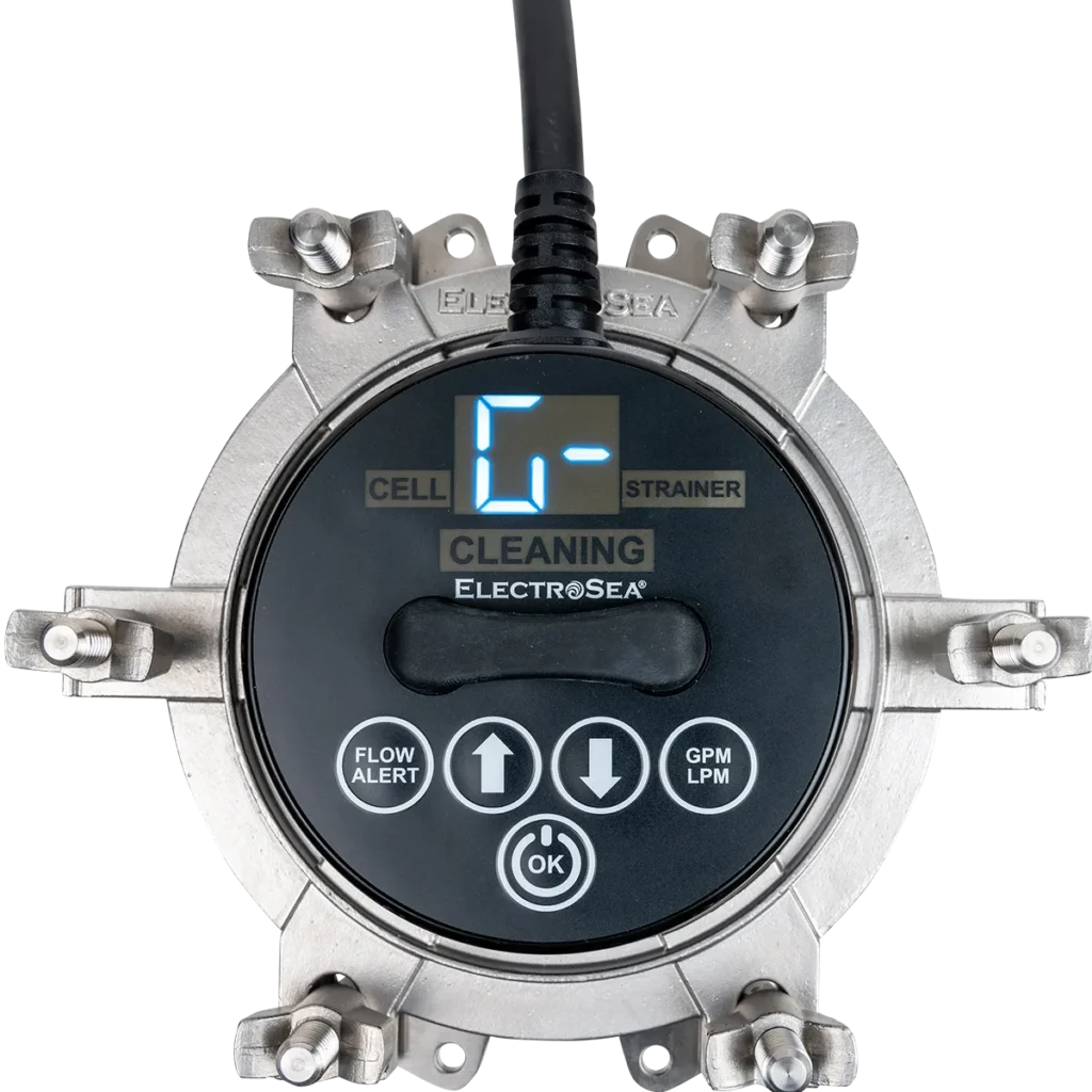 Monitor flow rate in gallons per minute (gpm) or liters per minute (lpm)