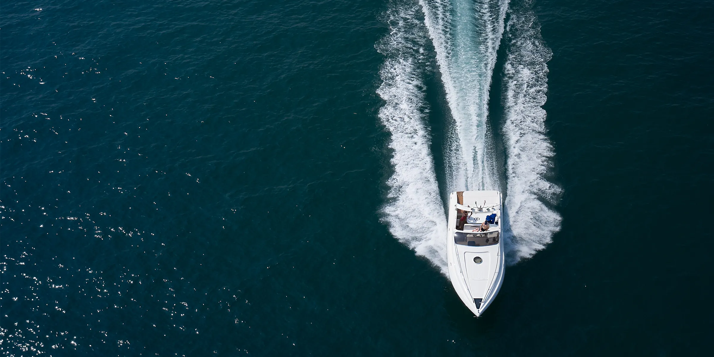 overhead view of boat running
